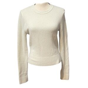 Abercrombie & Fitch Ivory Knit Long Sleeve Cropped Crew Neck Sweater Women’s S